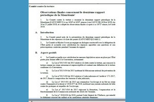 Le Comité Contre la Torture épingle la Mauritanie